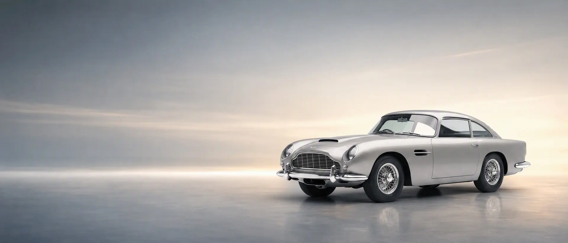 Aston Martin DB5 staged in a darkened scene