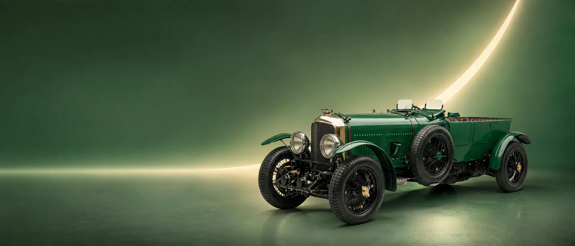 Bentley Speed Six staged in a darkened scene