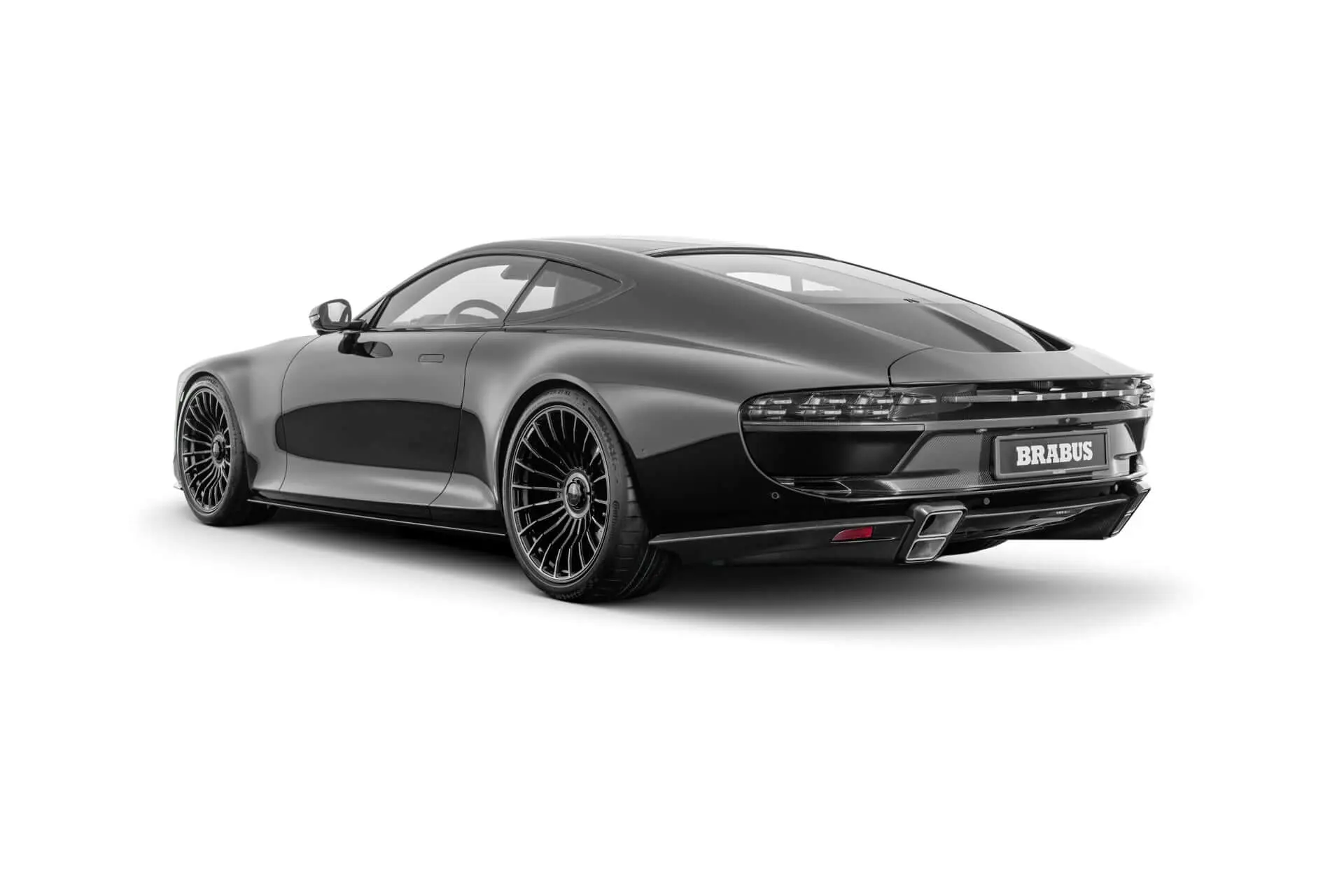 Brabus Bodo rear three-quarter view in the studio, carbon diffuser and quad tailpipes