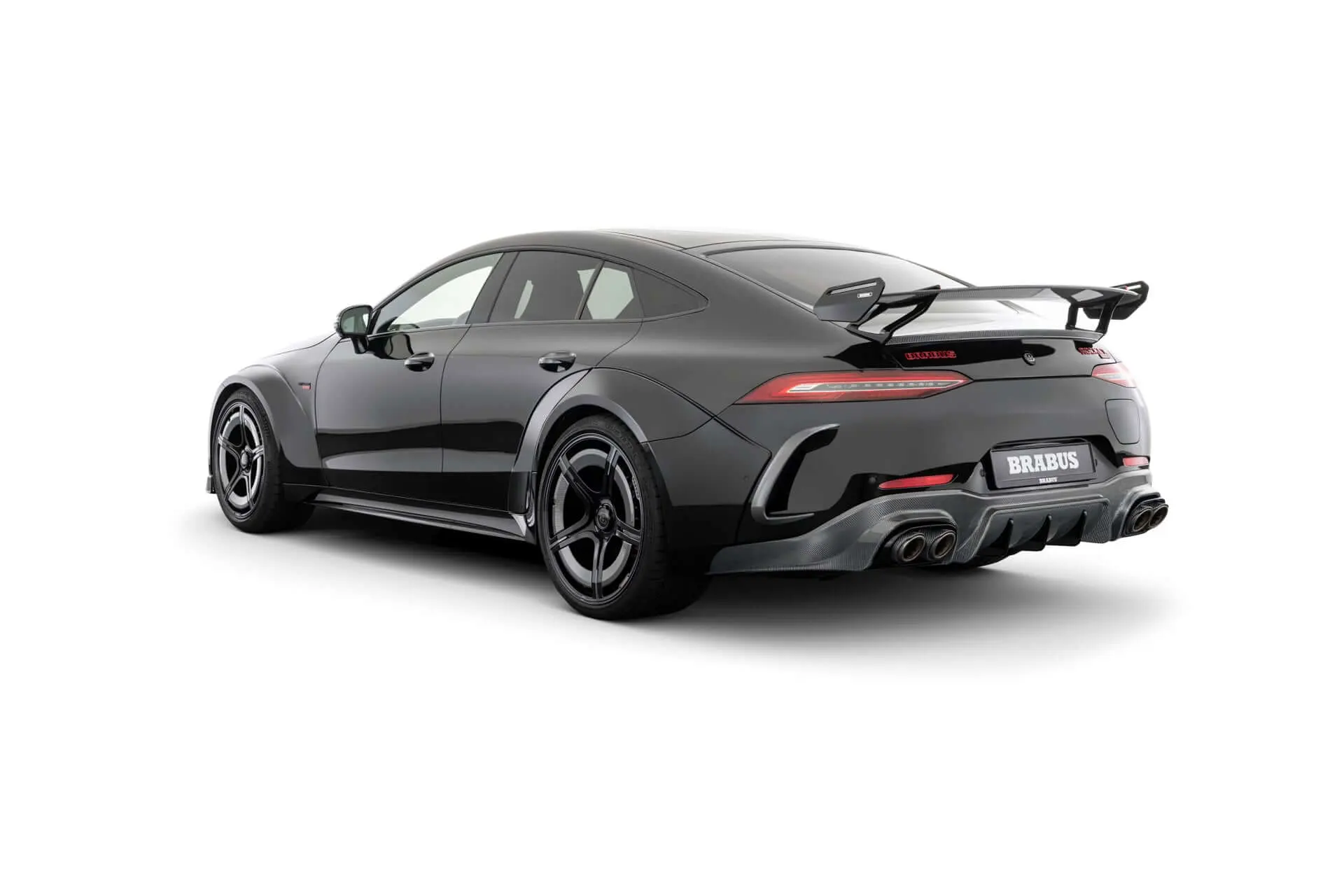 Brabus Rocket 1000 rear view with carbon wing, diffuser and red Rocket lettering