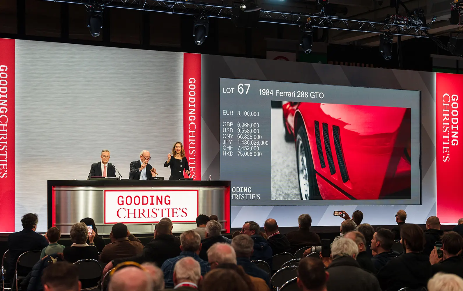 The record moment: chassis 52471 at €8.1 million on the Gooding Christie's Paris 2026 auction board