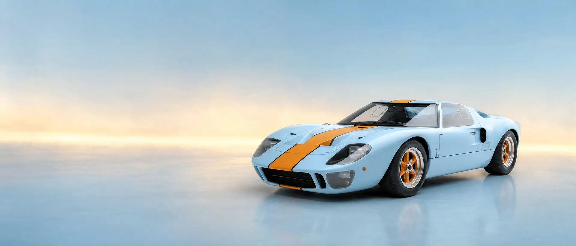 Ford GT40 staged in a darkened scene