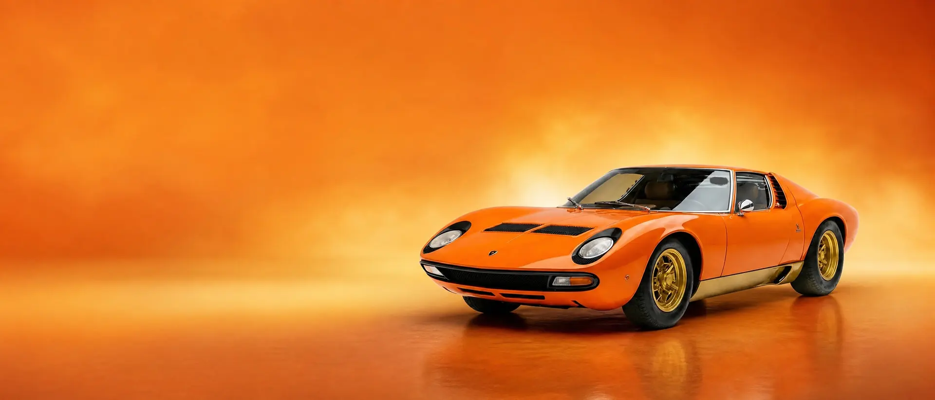 Lamborghini Miura staged in a darkened scene