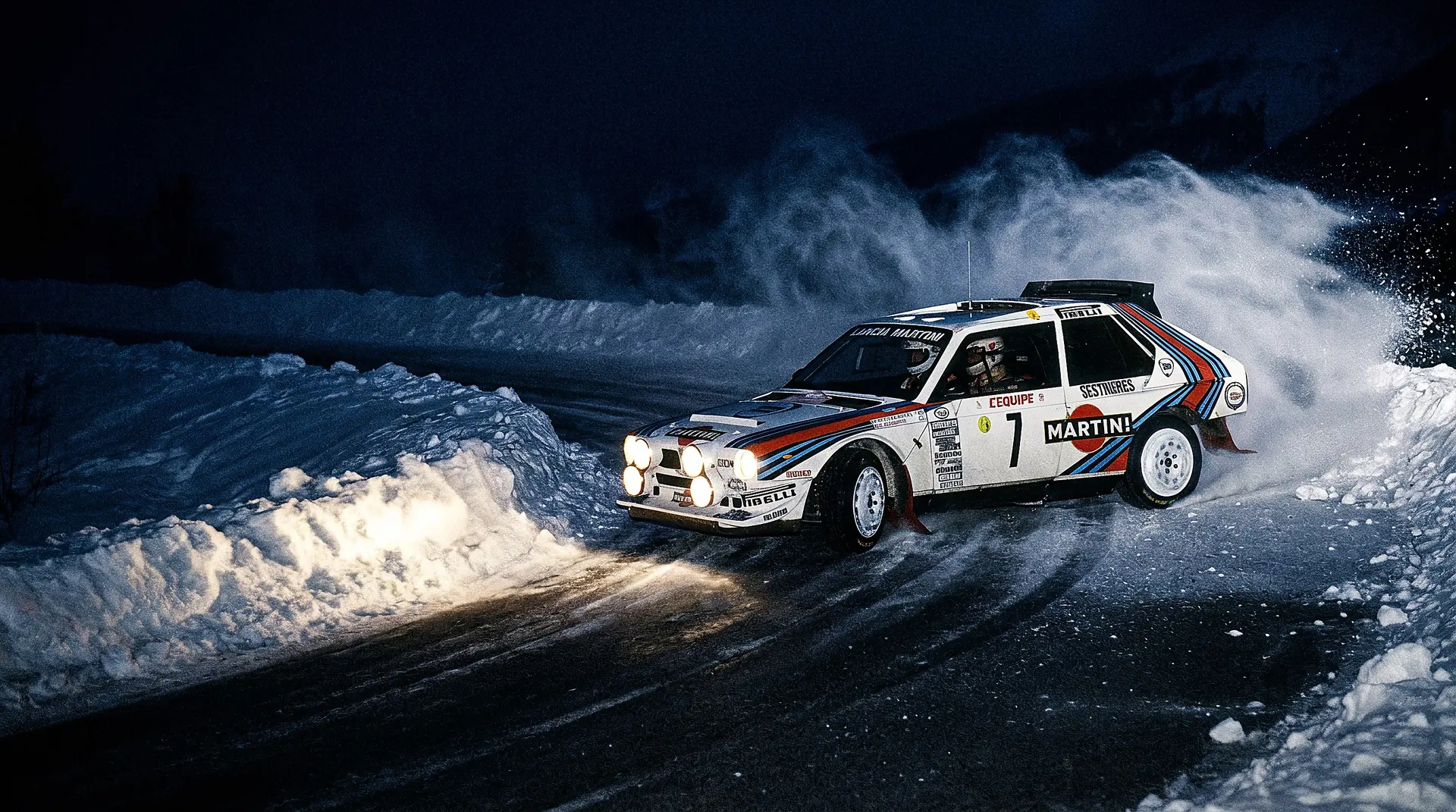 The 1986 Monte Carlo-winning Delta S4 Corsa, chassis 215, in Martini livery