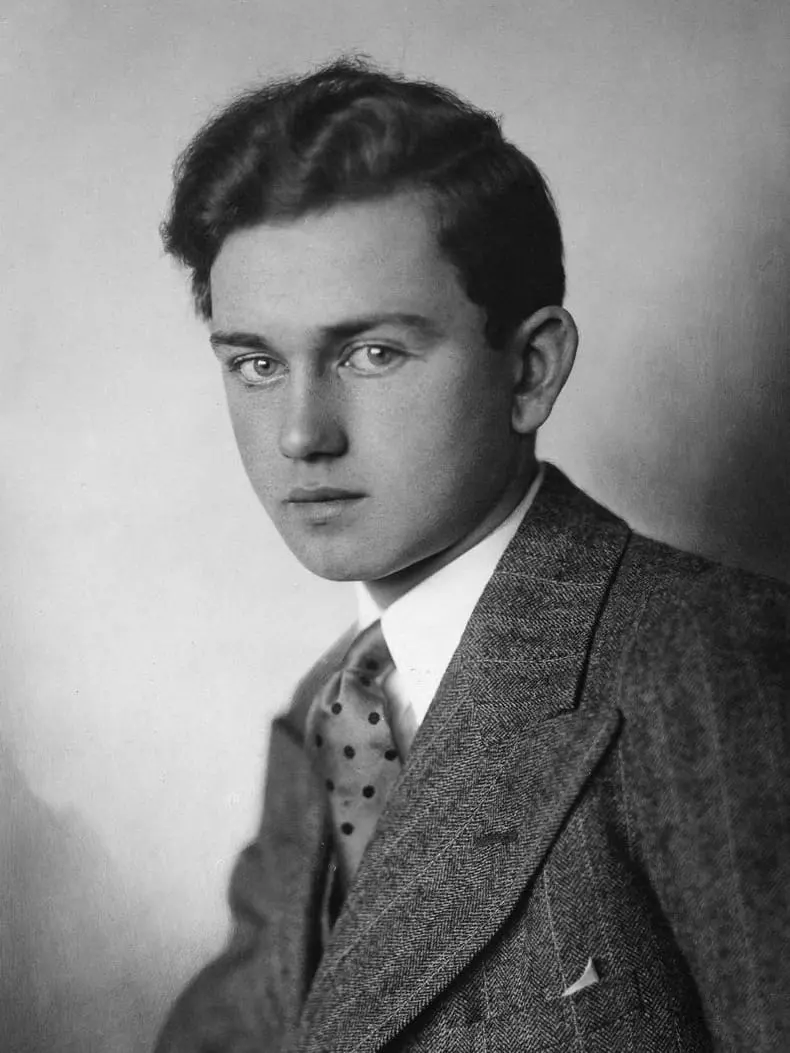 Ferry Porsche as a young man, in herringbone tweed